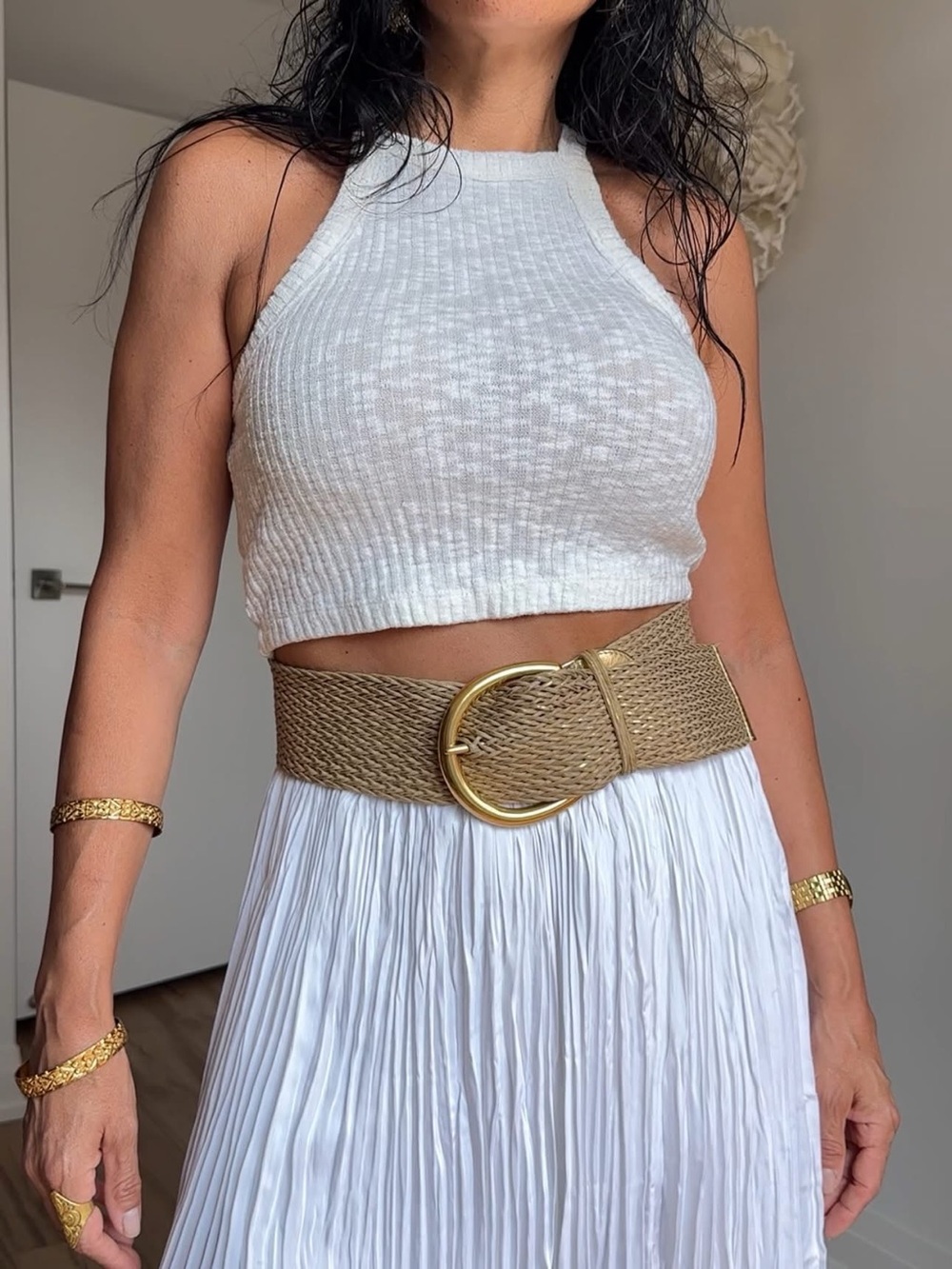 Vintage Suzi Roher Metallic Gold Braided Rope Belt